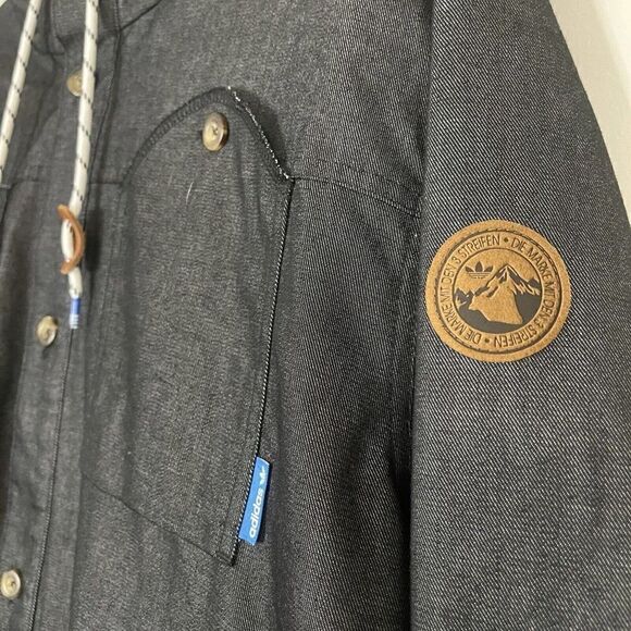 ADIDAS Skateboarding Gray Denim Hoodie jacket RARE Japan release XL NWOT! - Picture 3 of 7